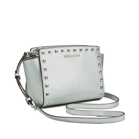 silver michael kors selma raspberry crossbody bag|silver crossbody handbags for women.